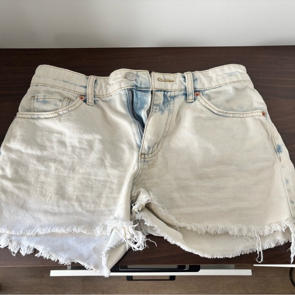 wild fable Pants - wild fable Washed White Denim Cutoff Shorts with Faded Blue Accents